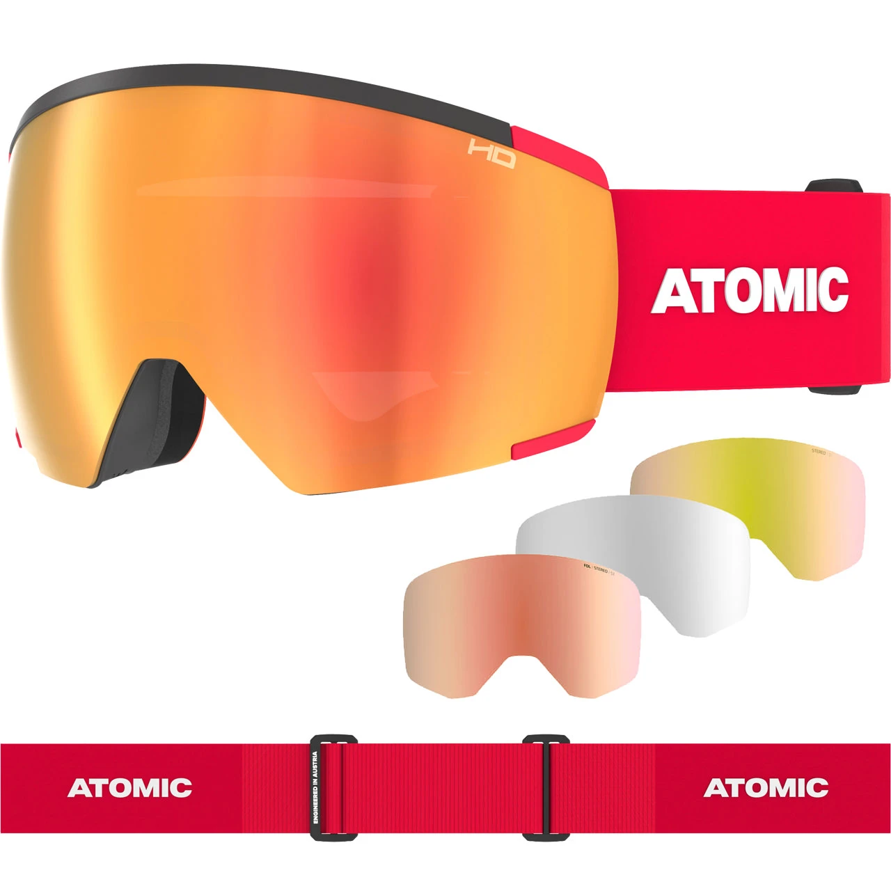 Atomic Redster WC HD Red + 3 Lenti Di Riserva 3 Atomic Redster WC HD Red + 3 Lenti Di Riserva